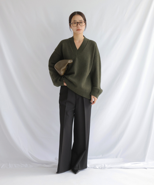 chlal(クラール)の「ワイドタックパンツ(スラックス・レディース・ブラック/ホワイト・36/38)」の6枚目の写真