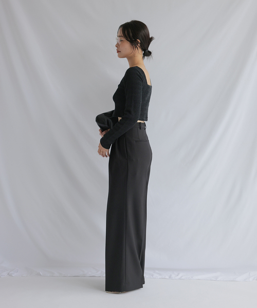 chlal(クラール)の「ワイドタックパンツ(スラックス・レディース・ブラック/ホワイト・36/38)」の10枚目の写真