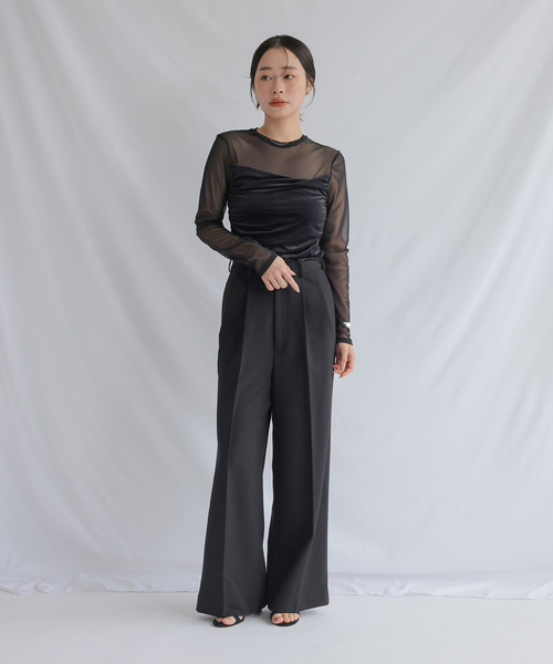 chlal(クラール)の「ワイドタックパンツ(スラックス・レディース・ブラック/ホワイト・36/38)」の17枚目の写真