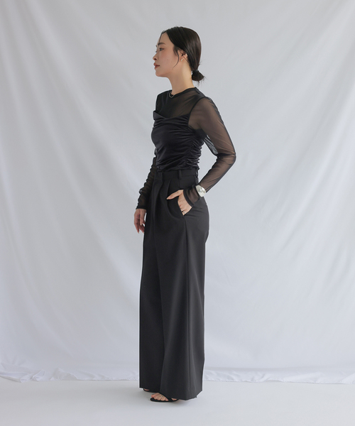 chlal(クラール)の「ワイドタックパンツ(スラックス・レディース・ブラック/ホワイト・36/38)」の19枚目の写真