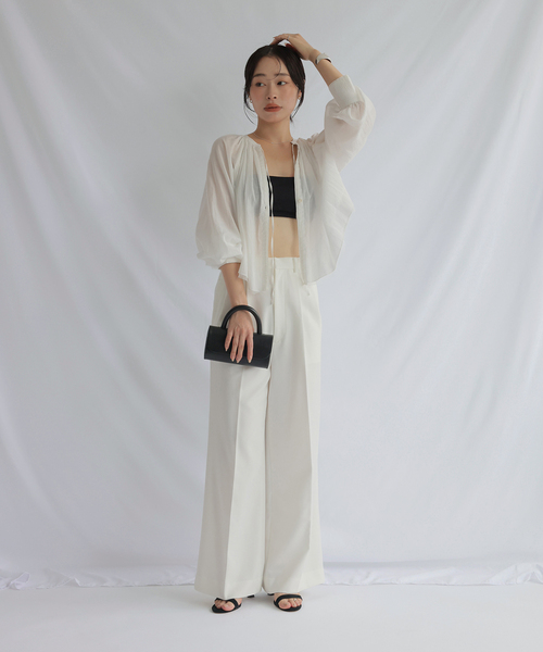 chlal(クラール)の「ワイドタックパンツ(スラックス・レディース・ブラック/ホワイト・36/38)」の22枚目の写真