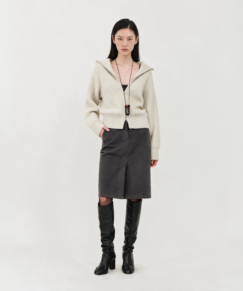 LOOKAST(ルックキャスト)の「ウールモヘアハイネックツーウェイニットジップアップ_アイボリー / WOOL MOHAIR HIGH NECK TWO-WAY KNIT ZIP-UP_IVORY(ニット/セーター・レディース・アイボリー・MEDIUM/SMALL)」の2枚目の写真