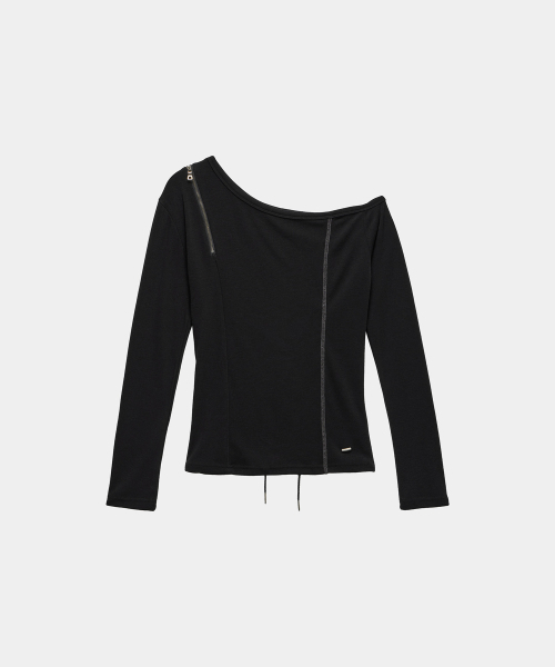 ETRE AU SOMMET(エトレオソメ)の「Asymmetric Zipper Corset Top (Black)(Tシャツ/カットソー・レディース・ブラック・FREE)」の6枚目の写真