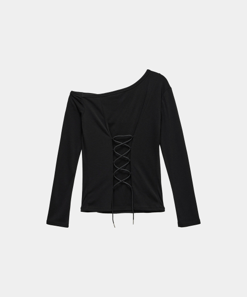 ETRE AU SOMMET(エトレオソメ)の「Asymmetric Zipper Corset Top (Black)(Tシャツ/カットソー・レディース・ブラック・FREE)」の7枚目の写真
