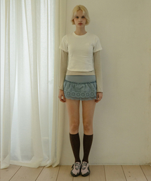COTTON FLARE SKIRT PANTS SKY