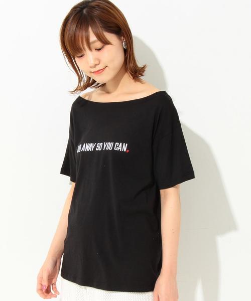 Another Edition（アナザーエディション）の「刺しゅうロゴボートネックTシャツ/AEBFC EMB ロゴB/N T◆（Tシャツ/カットソー・レディース・ホワイト/ブラック/ライトピンク・FREE）」の2枚目の写真