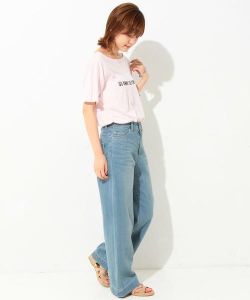 Another Edition（アナザーエディション）の「刺しゅうロゴボートネックTシャツ/AEBFC EMB ロゴB/N T◆（Tシャツ/カットソー・レディース・ホワイト/ブラック/ライトピンク・FREE）」の12枚目の写真