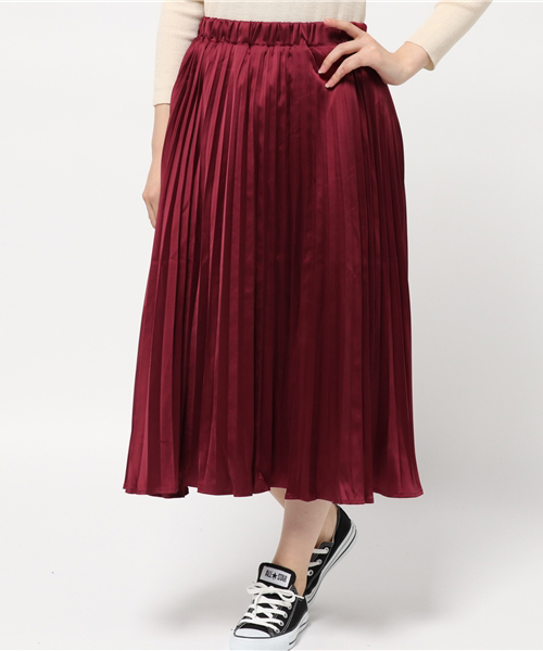 WEGO(ウィゴー)の「WEGO/サテンプリーツスカート(スカート・レディース・ダークグリーン/ブラック/ワイン/ピンク/ダークブラウン/サックスブルー・FREE)」の16枚目の写真