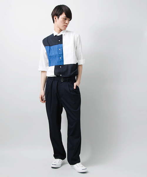 WEGO（ウィゴー）の「WEGO/ストレッチベルトワイドスラックス（スラックス・メンズ・ネイビー/ブラック・MEDIUM/LARGE）」の4枚目の写真