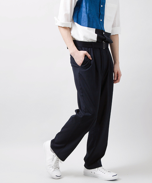 WEGO（ウィゴー）の「WEGO/ストレッチベルトワイドスラックス（スラックス・メンズ・ネイビー/ブラック・MEDIUM/LARGE）」の7枚目の写真