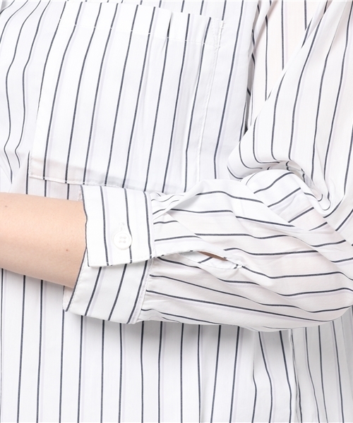 Honeys（ハニーズ）の「スキッパーブラウス（シャツ/ブラウス・レディース・ホワイト×グレー/ホワイト/ホワイト×パープル/ネイビー/ベージュ・M/L）」の10枚目の写真