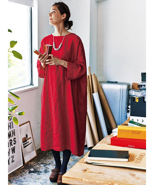 And Myera アンド マイラ の ａｎｄ ｍｙｅｒａ 麻のサックドレス ワンピース ワンピース Wear