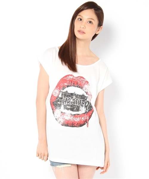 THRASHER(スラッシャー)の「THRASHER LIP TEE(Tシャツ/カットソー・レディース・ホワイト/ブラック・FREE)」の9枚目の写真