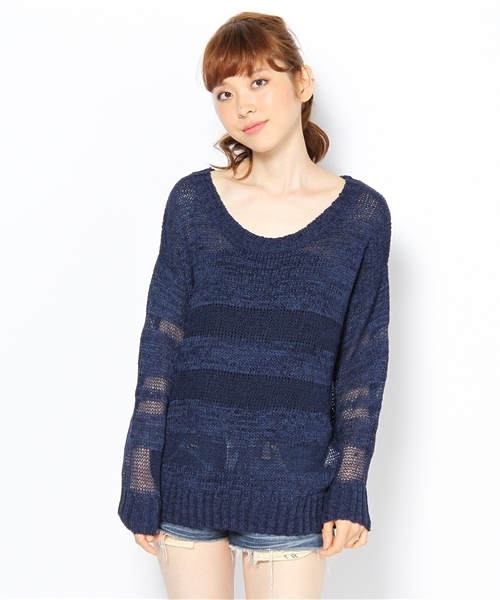LOVE BOAT（ラブ・ボート）の「テープボーダーBIG Tシャツ（Tシャツ/カットソー・レディース・ホワイト系1/ネイビー系/オレンジ系・FREE）」の2枚目の写真