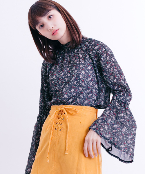 MERLOT（メルロー）の「ペイズリー風花柄ブラウス1307（シャツ/ブラウス・レディース・ブラック/ネイビー/ブラウン・FREE）」の17枚目の写真