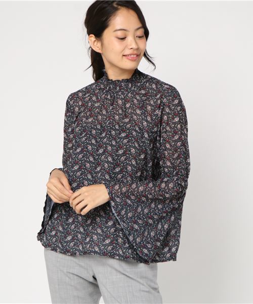MERLOT（メルロー）の「ペイズリー風花柄ブラウス1307（シャツ/ブラウス・レディース・ブラック/ネイビー/ブラウン・FREE）」の4枚目の写真