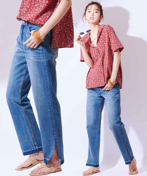 CIAOPANIC（チャオパニック）の「裾スリット入りストレートデニム（デニムパンツ・レディース・ネイビー/ブルー・SMALL/MEDIUM）」の2枚目の写真