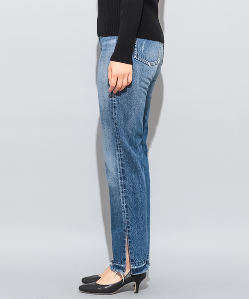 CIAOPANIC（チャオパニック）の「裾スリット入りストレートデニム（デニムパンツ・レディース・ネイビー/ブルー・SMALL/MEDIUM）」の4枚目の写真