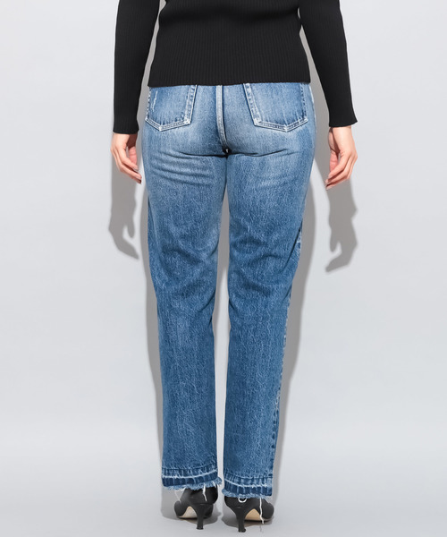 CIAOPANIC（チャオパニック）の「裾スリット入りストレートデニム（デニムパンツ・レディース・ネイビー/ブルー・SMALL/MEDIUM）」の5枚目の写真