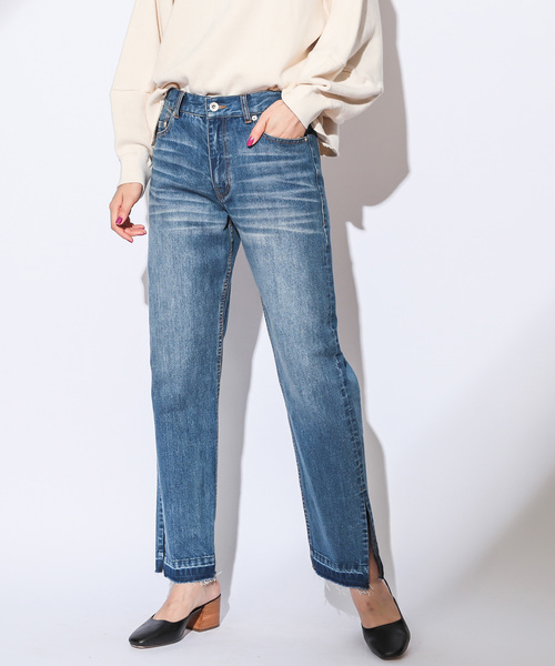 CIAOPANIC（チャオパニック）の「裾スリット入りストレートデニム（デニムパンツ・レディース・ネイビー/ブルー・SMALL/MEDIUM）」の20枚目の写真