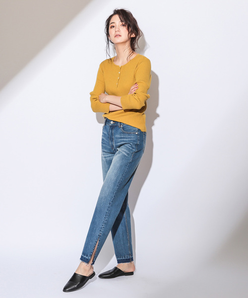 CIAOPANIC（チャオパニック）の「裾スリット入りストレートデニム（デニムパンツ・レディース・ネイビー/ブルー・SMALL/MEDIUM）」の18枚目の写真