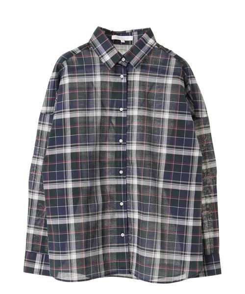 AMERICAN HOLIC(アメリカンホリック)の「ベーシック2WAYチェックシャツ(シャツ/ブラウス・レディース・レッド/ブラウン/グリーン/ブルー・M/L)」の7枚目の写真