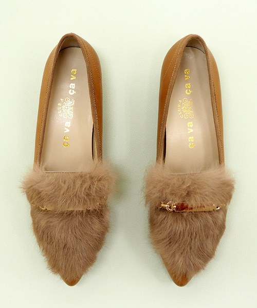 cava cava（サヴァサヴァ）の「◆ cavacava (サヴァサヴァ) ◆ ファーローファーパンプス　1320145（パンプス・レディース・ブラック/ベージュ/グレー・22.5cm/23.0cm/23.5cm/24.0cm/24.5cm）」の3枚目の写真