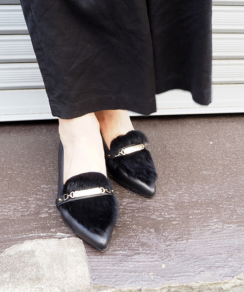 cava cava（サヴァサヴァ）の「◆ cavacava (サヴァサヴァ) ◆ ファーローファーパンプス　1320145（パンプス・レディース・ブラック/ベージュ/グレー・22.5cm/23.0cm/23.5cm/24.0cm/24.5cm）」の2枚目の写真