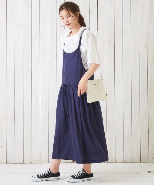 CUBE SUGAR(キューブシュガー)の「リネン/レーヨンオックスワンピース(ワンピース・レディース・ブラック/ネイビー/グリーン・M)」の3枚目の写真