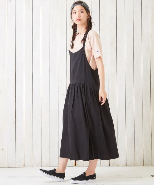 CUBE SUGAR(キューブシュガー)の「リネン/レーヨンオックスワンピース(ワンピース・レディース・ブラック/ネイビー/グリーン・M)」の1枚目の写真