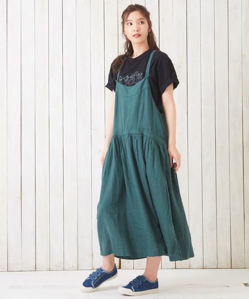 CUBE SUGAR(キューブシュガー)の「リネン/レーヨンオックスワンピース(ワンピース・レディース・ブラック/ネイビー/グリーン・M)」の9枚目の写真
