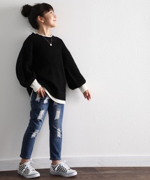 classicalelf | 本格的なダメージ加工のキッズデニム(デニムパンツ)