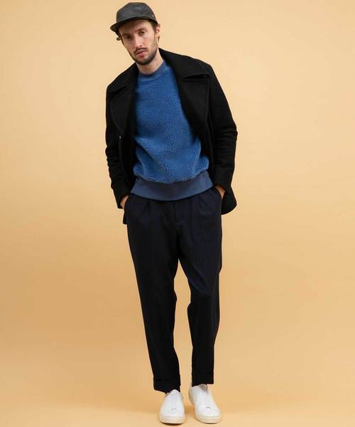 UNITED TOKYO（ユナイテッドトウキョウ）の「Lanificio Becagliボアバックカシメプルオーバー（Tシャツ/カットソー・メンズ・オレンジ/ブラック/ブラウン/オフホワイト/サックスブルー・1/2/3）」の7枚目の写真