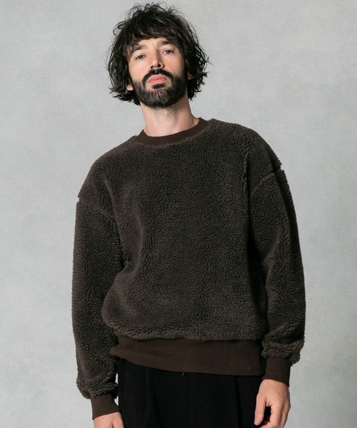 UNITED TOKYO（ユナイテッドトウキョウ）の「Lanificio Becagliボアバックカシメプルオーバー（Tシャツ/カットソー・メンズ・オレンジ/ブラック/ブラウン/オフホワイト/サックスブルー・1/2/3）」の4枚目の写真