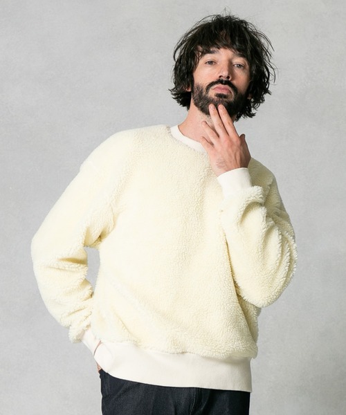 UNITED TOKYO（ユナイテッドトウキョウ）の「Lanificio Becagliボアバックカシメプルオーバー（Tシャツ/カットソー・メンズ・オレンジ/ブラック/ブラウン/オフホワイト/サックスブルー・1/2/3）」の2枚目の写真