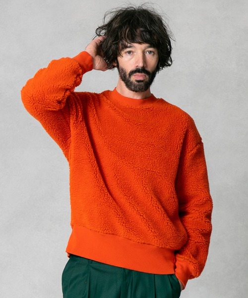 UNITED TOKYO（ユナイテッドトウキョウ）の「Lanificio Becagliボアバックカシメプルオーバー（Tシャツ/カットソー・メンズ・オレンジ/ブラック/ブラウン/オフホワイト/サックスブルー・1/2/3）」の5枚目の写真