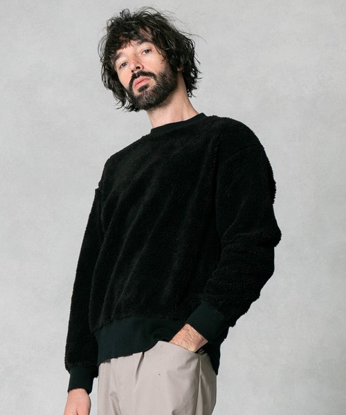 UNITED TOKYO（ユナイテッドトウキョウ）の「Lanificio Becagliボアバックカシメプルオーバー（Tシャツ/カットソー・メンズ・オレンジ/ブラック/ブラウン/オフホワイト/サックスブルー・1/2/3）」の3枚目の写真