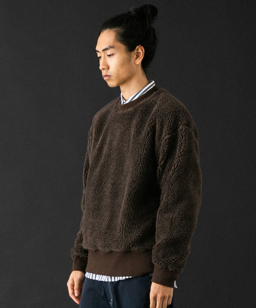 UNITED TOKYO（ユナイテッドトウキョウ）の「Lanificio Becagliボアバックカシメプルオーバー（Tシャツ/カットソー・メンズ・オレンジ/ブラック/ブラウン/オフホワイト/サックスブルー・1/2/3）」の11枚目の写真