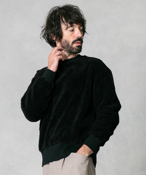 UNITED TOKYO（ユナイテッドトウキョウ）の「Lanificio Becagliボアバックカシメプルオーバー（Tシャツ/カットソー・メンズ・オレンジ/ブラック/ブラウン/オフホワイト/サックスブルー・1/2/3）」の19枚目の写真