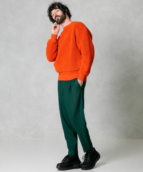 UNITED TOKYO（ユナイテッドトウキョウ）の「Lanificio Becagliボアバックカシメプルオーバー（Tシャツ/カットソー・メンズ・オレンジ/ブラック/ブラウン/オフホワイト/サックスブルー・1/2/3）」の16枚目の写真