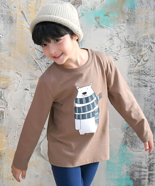 Bee des Bee（ビーデスビー）の「【コットン100％】長袖プリントTシャツ（Tシャツ/カットソー・キッズ・ブラック系その他5/ブラック系その他2/ブラック系その他/グレー系その他/グレー系その他3/ブラック系その他4/カーキ/グレー/ブラウン/ピンク系その他/ブラウン系その他/マスタード/モカ/サックスブルー/ホワイト/セージグリーン/ミント/ブルー系その他2/黄土色系/ブルー系その他3/ラベンダー/ライトブルー/ベージュ/カーキ系/ライトベージュ/ベージュ系その他/サックスブルー系/杢グレー/グレイッシュベージュ/パープル系その他/カーキ系1・110cm/100cm/120cm/130cm/140cm/150cm）」の11枚目の写真