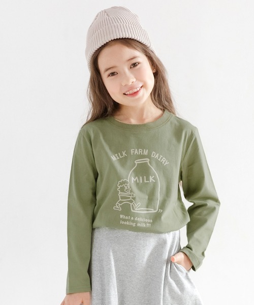 Bee des Bee（ビーデスビー）の「【コットン100％】長袖プリントTシャツ（Tシャツ/カットソー・キッズ・ブラック系その他5/ブラック系その他2/ブラック系その他/グレー系その他/グレー系その他3/ブラック系その他4/カーキ/グレー/ブラウン/ピンク系その他/ブラウン系その他/マスタード/モカ/サックスブルー/ホワイト/セージグリーン/ミント/ブルー系その他2/黄土色系/ブルー系その他3/ラベンダー/ライトブルー/ベージュ/カーキ系/ライトベージュ/ベージュ系その他/サックスブルー系/杢グレー/グレイッシュベージュ/パープル系その他/カーキ系1・110cm/100cm/120cm/130cm/140cm/150cm）」の21枚目の写真
