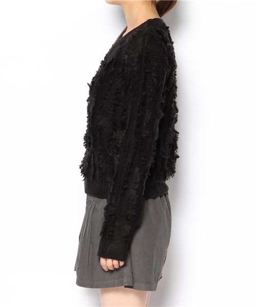 KBF（ケイビーエフ）の「KBF フリンジニットプルオーバー（ニット/セーター・レディース・オフホワイト/ブラック/イエロー・ONE）」の4枚目の写真