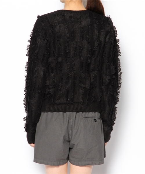 KBF（ケイビーエフ）の「KBF フリンジニットプルオーバー（ニット/セーター・レディース・オフホワイト/ブラック/イエロー・ONE）」の5枚目の写真