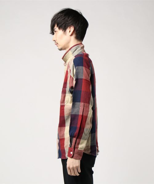 AOZORA(アオゾラ)の「AOZORA/アオゾラ ヘビーチェックラグランワークシャツ(シャツ/ブラウス・メンズ・ネイビー/レッド・MEDIUM/LARGE/X-LARGE)」の3枚目の写真