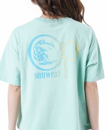 【OP:オーピー】レディースバックプリントTシャツ ビッグシルエット/シャーベットカラー グラデーションロゴ バックプリント