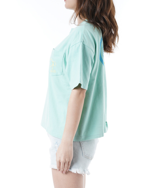 Ocean Pacific（オーシャンパシフィック）の「【OP:オーピー】レディースバックプリントTシャツ ビッグシルエット/シャーベットカラー グラデーションロゴ バックプリント（Tシャツ/カットソー・レディース・ネイビー/オレンジ/ミント・LARGE/MEDIUM）」の5枚目の写真