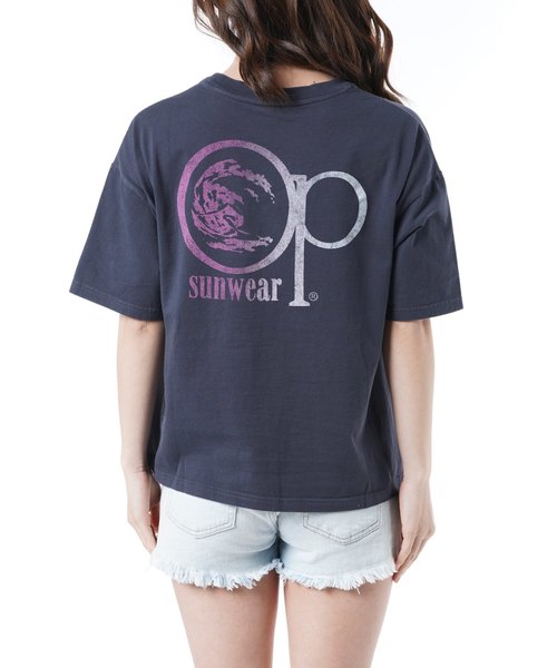 Ocean Pacific（オーシャンパシフィック）の「【OP:オーピー】レディースバックプリントTシャツ ビッグシルエット/シャーベットカラー グラデーションロゴ バックプリント（Tシャツ/カットソー・レディース・ネイビー/オレンジ/ミント・LARGE/MEDIUM）」の8枚目の写真