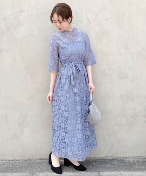 flower（フラワー）の「メモリアルレースワンピース（ワンピース・レディース・ブラック/ベージュ/ブルー・FREE）」の3枚目の写真