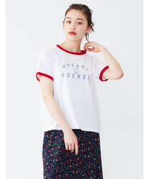 POU DOU DOU | ロゴプリントリンガーTシャツ(Tシャツ/カットソー)